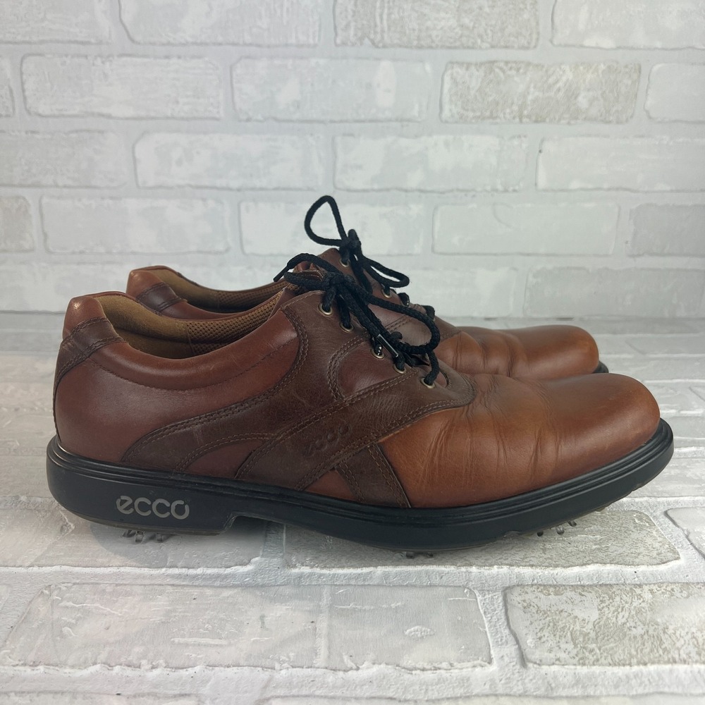 ECCO Hydromax Mens Golf Shoes 46 12 12.5 Brown Leather Oxford Lace-Up Preppy